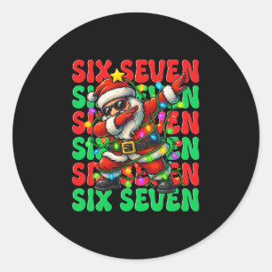 Six Seven 6 7 Meme Dabbing Weihnachtsmann Weihnach Runder Aufkleber