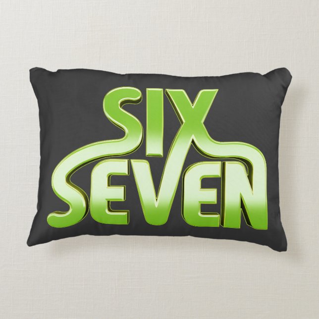 Six Seven 6 7 Meme - Green gradient typography Dekokissen (Rückseite)
