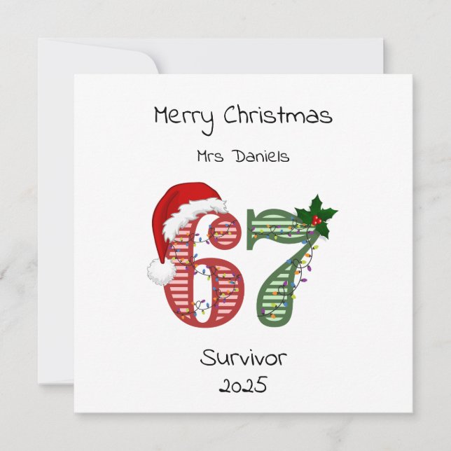 Six Seven 6 7 Survivor Funny Christmas Holiday Karte (Vorderseite)