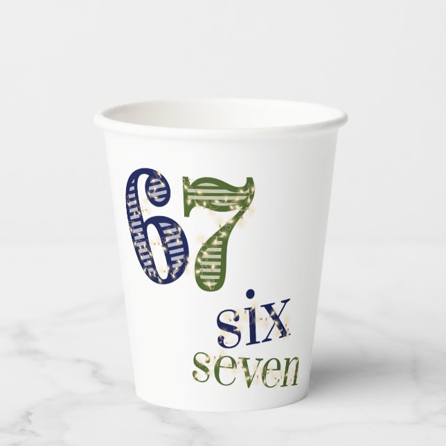 Six Seven 6 7 Trend Blue & Green Modern Pappbecher (Vorderseite)