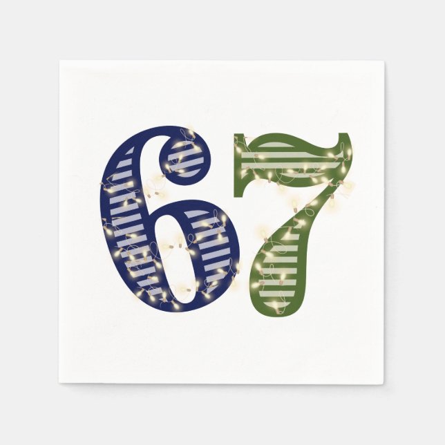 Six Seven 6 7 Trend Blue & Green Modern Serviette (Vorderseite)