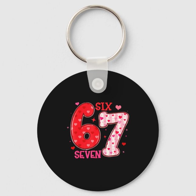 Six Seven 6 7 Valentines Day Trendy Valentine Meme Schlüsselanhänger (Vorderseite)
