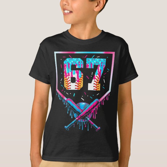 Six Seven Baseball Ice Cream Drip Cool 67 Gen Alph T-Shirt (Vorderseite)