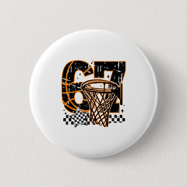 Six Seven Basketball, Funny 67 Basketball, Retro G Button (Vorderseite)