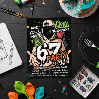 Six Seven Birthday Invitation, 7th Birthday Einladung