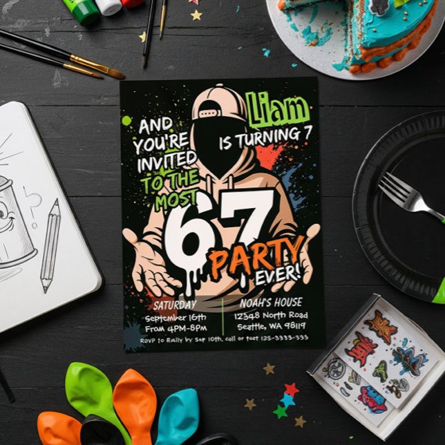 Six Seven Birthday Invitation, 7th Birthday Einladung (Von Creator hochgeladen)