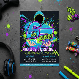 Six Seven Birthday Invitation, 7th Birthday Einladung