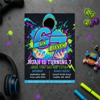 Six Seven Birthday Invitation, 7th Birthday Einladung