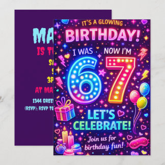 Six Seven Birthday Invitation | I was 6 now I'm 7  Einladung