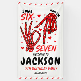 Six Seven Birthday Skeleton Hands Party Banner