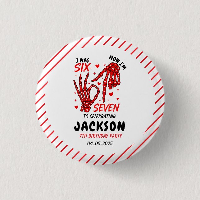 Six Seven Birthday Skeleton Hands Party Button (Vorderseite)