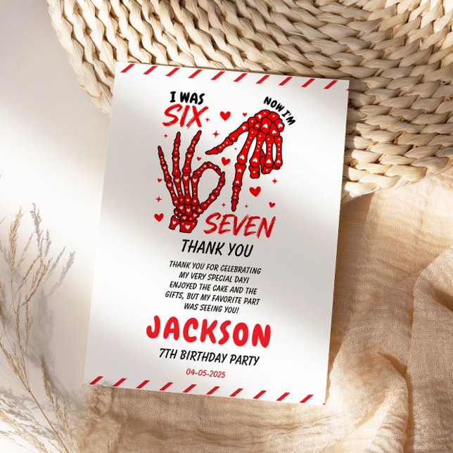 Six Seven Birthday Skeleton Hands Party Dankeskarte (Six Seven Birthday Skeleton Hands Party Thank You Card
)