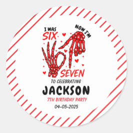 Six Seven Birthday Skeleton Hands Party Runder Aufkleber