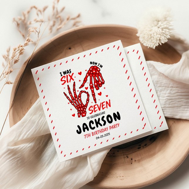 Six Seven Birthday Skeleton Hands Party Serviette (Six Seven Birthday Skeleton Hands Party Napkins)