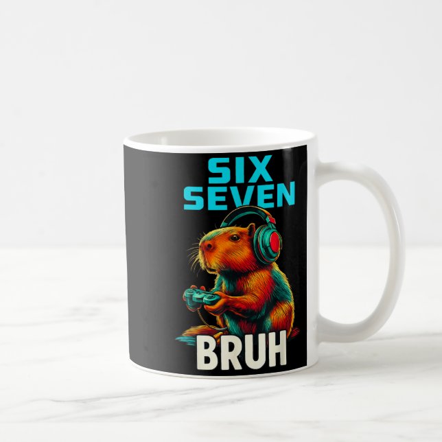 Six Seven Bruh 67 Meme Funny Capybara  Kaffeetasse (Rechts)