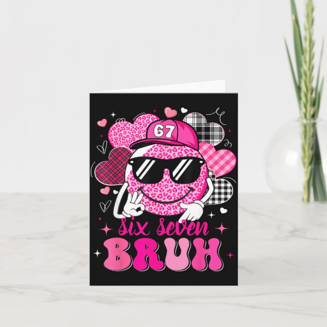 Six Seven Bruh 67 Meme Smile Face Valentines Boys  Karte (Vorderseite)