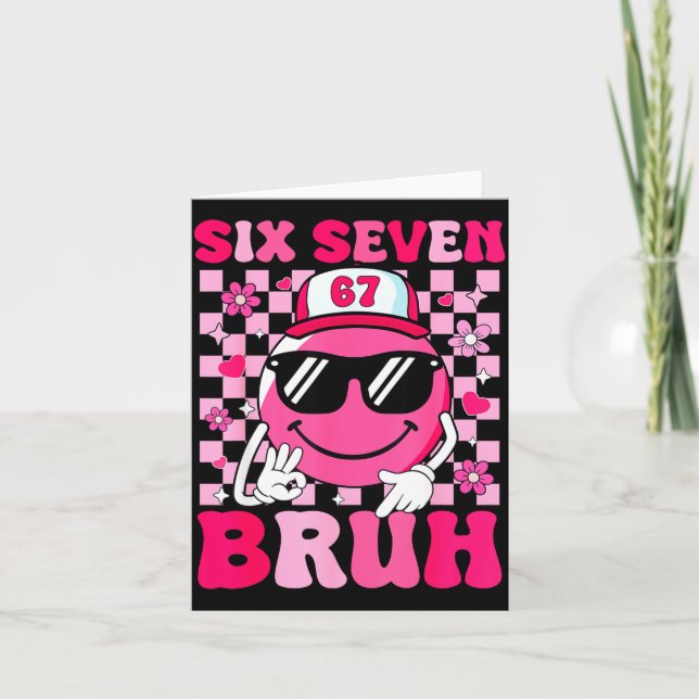 Six Seven Bruh 67 Meme Smile Face Valentines Boys  Karte (Vorderseite)