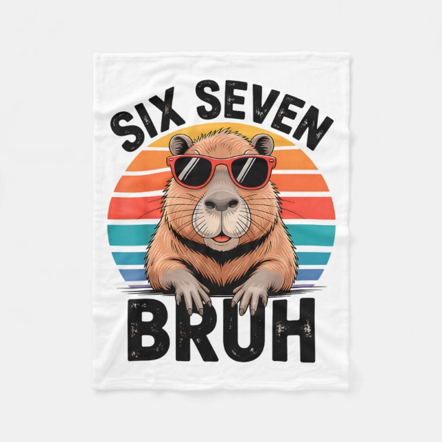 Six Seven Bruh 6 7 Meme Funny Capybara 6 7  Fleecedecke (Vorderseite)