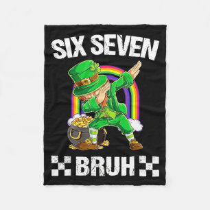 Six Seven Bruh Dabbing Leprechaun St Patricks Day Fleecedecke