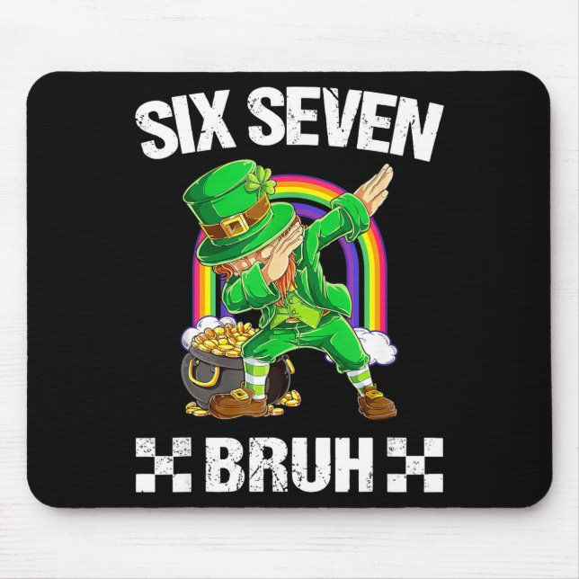 Six Seven Bruh Dabbing Leprechaun St Patricks Day  Mousepad (Vorne)