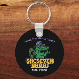 Six Seven Bruh Mardi Gras Cool Gator Festival Schlüsselanhänger