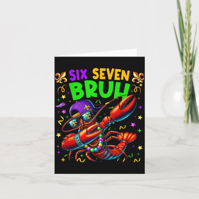 Six Seven Bruh Mardi Gras Dabbing Crawfish Men Wom Karte (Vorderseite)