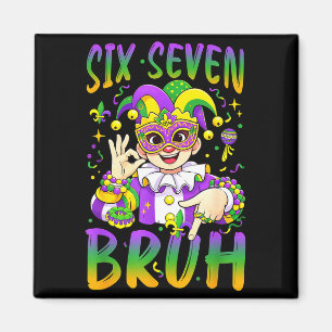 Six Seven Bruh Mardi Gras Kobold Narrenhut Fl Magnet