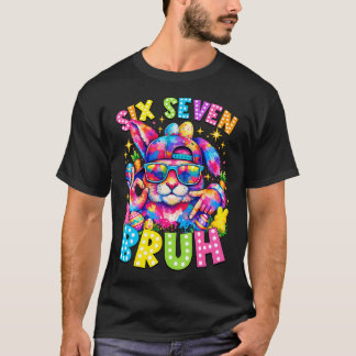 Six Seven Bruh Osterhasen-Gesicht Tie Dye Brille T-Shirt