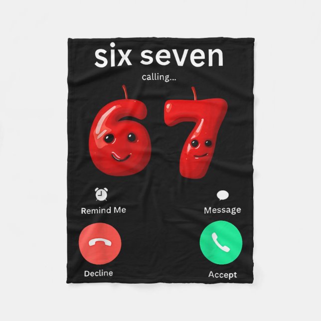 Six Seven Calling Meme Minimalist Trendy Phone Scr Fleecedecke (Vorderseite)