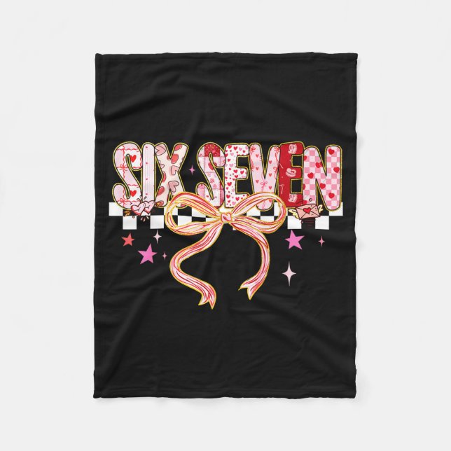 Six Seven Coquette Bow Women Girl Funny Valentines Fleecedecke (Vorderseite)