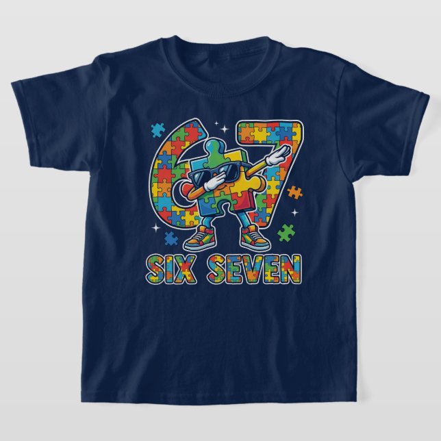 Six Seven Dabbing Autism Awareness T-Shirt (Ablage )