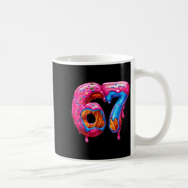 Six Seven Donut Ice Cream Drip Cool Meme Funny 67  Kaffeetasse (Rechts)