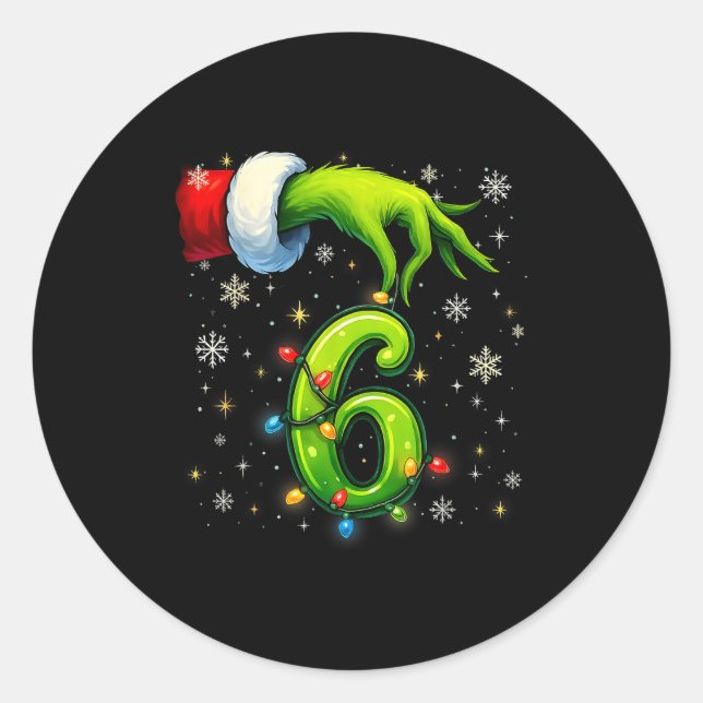 Six Seven Funny Christmas Meme Couple Matching  Runder Aufkleber (Vorderseite)