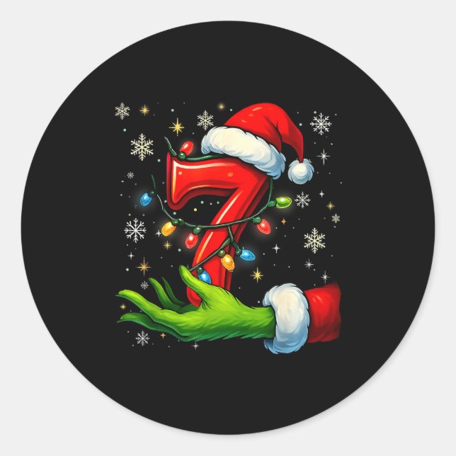 Six Seven Funny Christmas Meme Couple Matching  Runder Aufkleber (Vorderseite)