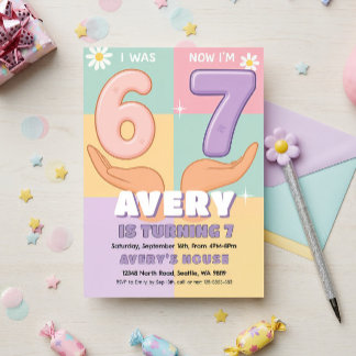 Six Seven Girl Birthday Invitation Einladung