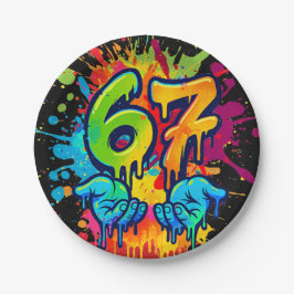 Six Seven Girl Birthday Paper Plate Pappteller