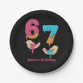 Six Seven Girl Birthday Paper Plate Pappteller