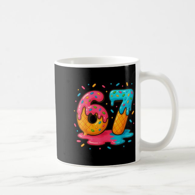 Six Seven Ice Cream Drip Cool Meme 67 Funny Number Kaffeetasse (Rechts)