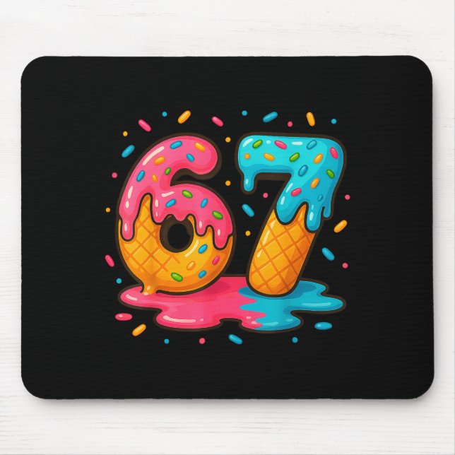 Six Seven Ice Cream Drip Cool Meme 67 Funny Number Mousepad (Vorne)