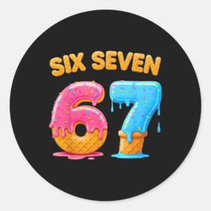 Six Seven Ice Cream Drip Gen Alpha Slang 6 7 Trend Runder Aufkleber