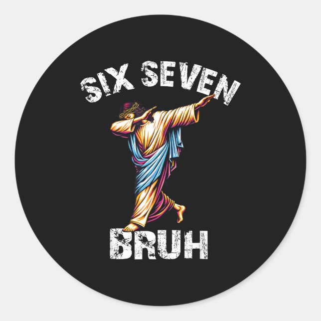 Six Seven Jesus Dabbing Christmas 6 7 Meme 67 Kids Runder Aufkleber (Vorderseite)