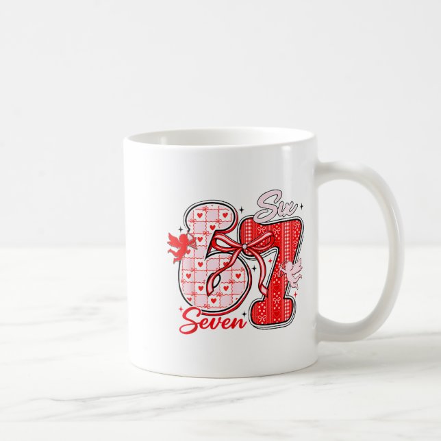 Six Seven Meme 67 Coquette Bow Valentines Women Gi Kaffeetasse (Rechts)