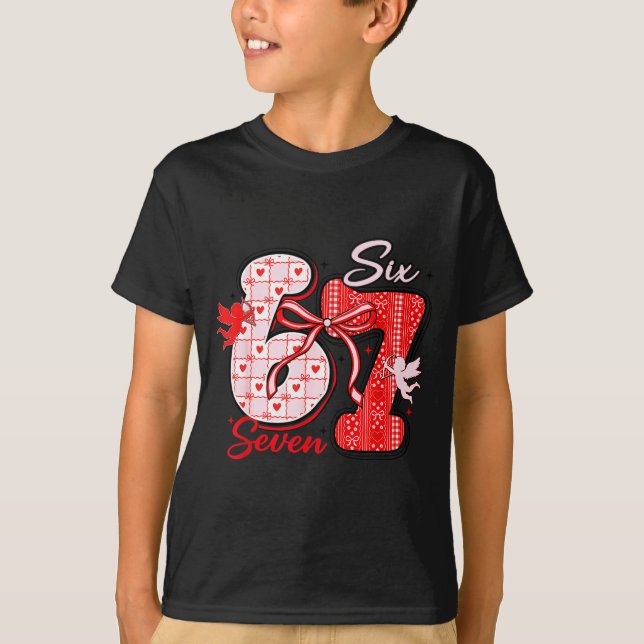 Six Seven Meme 67 Coquette Bow Valentines Women Gi T-Shirt (Vorderseite)