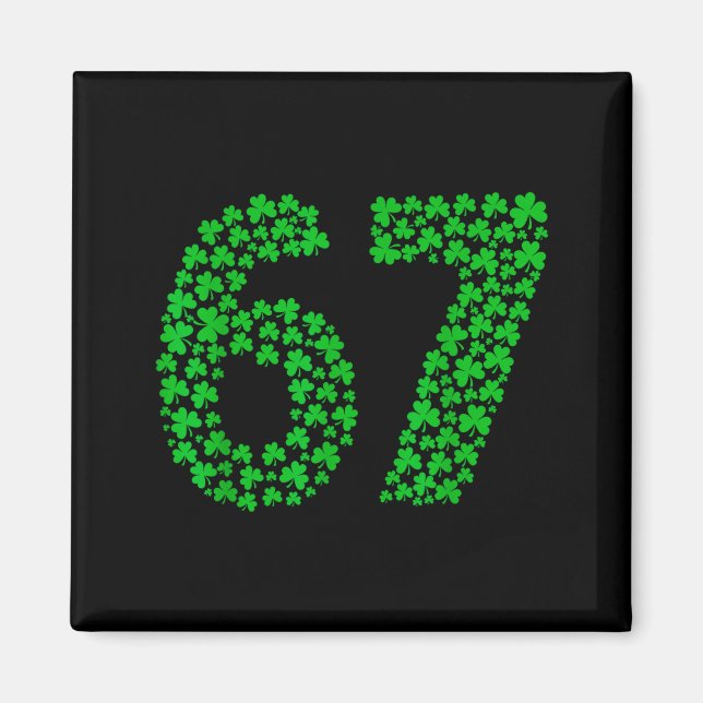 Six Seven Meme 67 St Patrick's Day Shamrocks Men W Magnet (Vorne)
