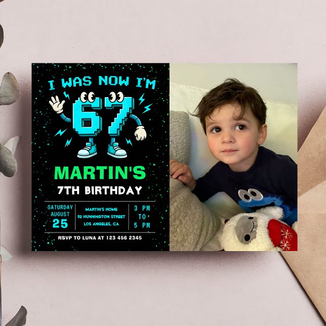 Six Seven Meme 6 7 Birthday Photo Invitation (Créateur téléchargé)