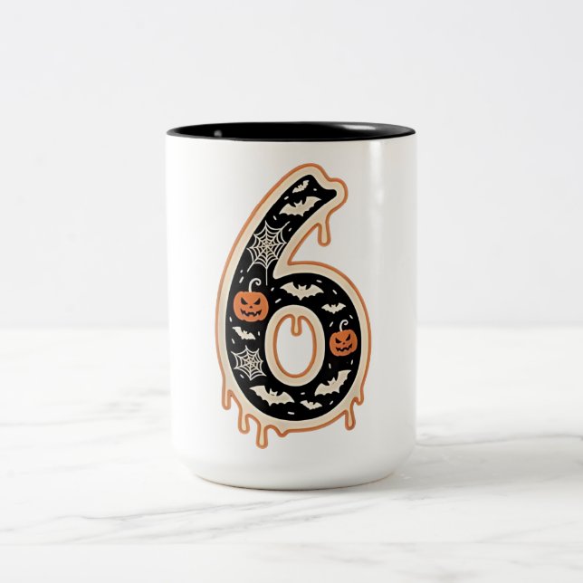 Six Seven Meme 6 7 Halloween Kostümcouch Zweifarbige Tasse (Mittel)