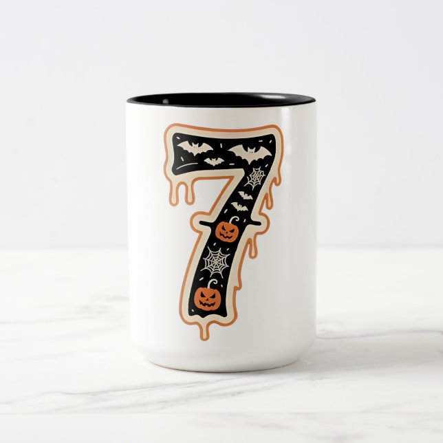 Six Seven Meme 6 7 Halloween Kostümcouch Zweifarbige Tasse (Mittel)