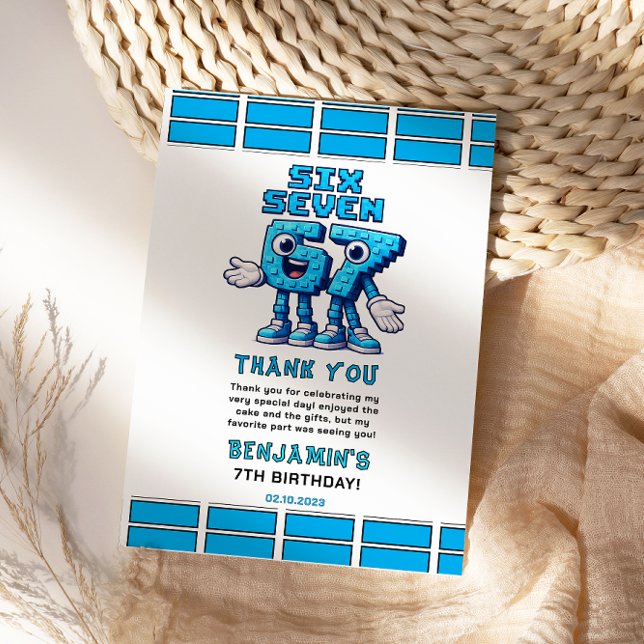 Six Seven Meme 7. Geburtstag | Lustig Trendig Dankeskarte (Six Seven Meme 7th Birthday | Funny Trendy Thank You Card
)