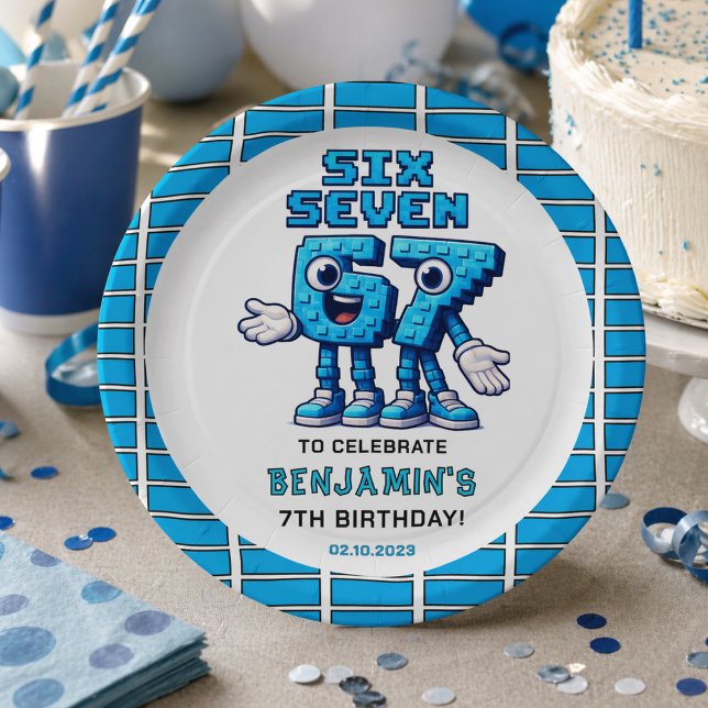 Six Seven Meme 7. Geburtstag | Lustig Trendig Pappteller (Six Seven Meme 7th Birthday | Funny Trendy Paper Plates
)