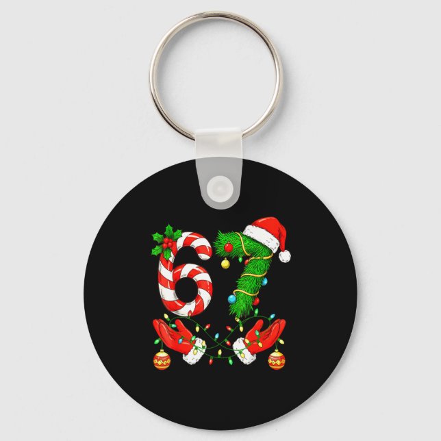 Six Seven Meme Christmas 67 Santa Funny Christmas  Schlüsselanhänger (Vorderseite)
